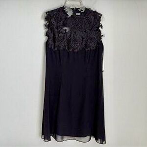 Sheer Black Lace neck line Bohemian Gown Knee Length Size 16W Holiday